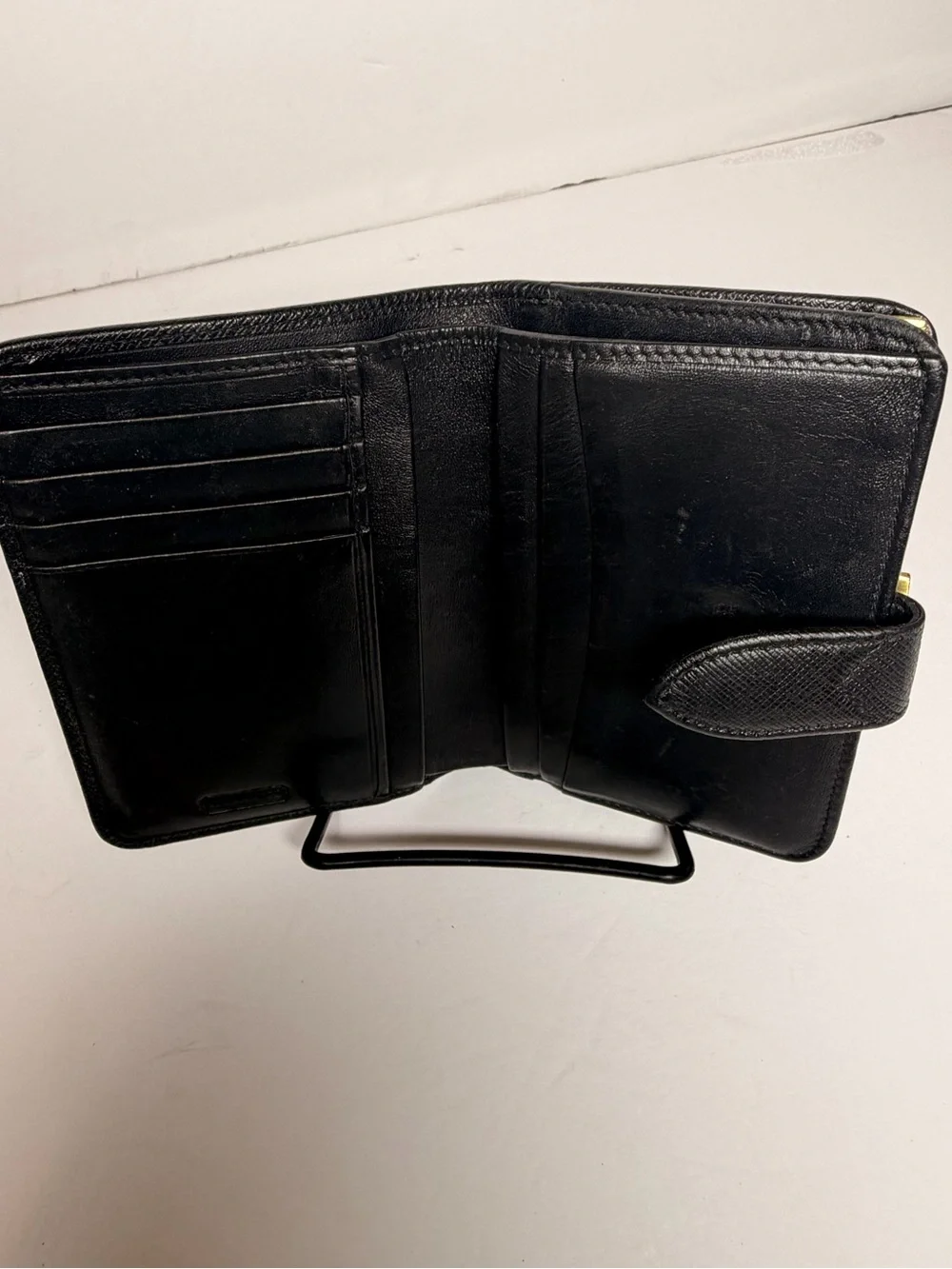 Vintage Coach Black Crossgrain Leather Bifold Kisslock Wallet